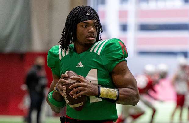 Quarterback Jeff Sims 2023-03-23 Nebraska football spring practice cropped